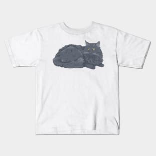 Black Long Hair Cat Kids T-Shirt